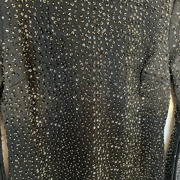 NWOT! Altar'd State Black Mini Sequin Cocktail Dress with Bell Sleeves - Small - Picture 4 of 9